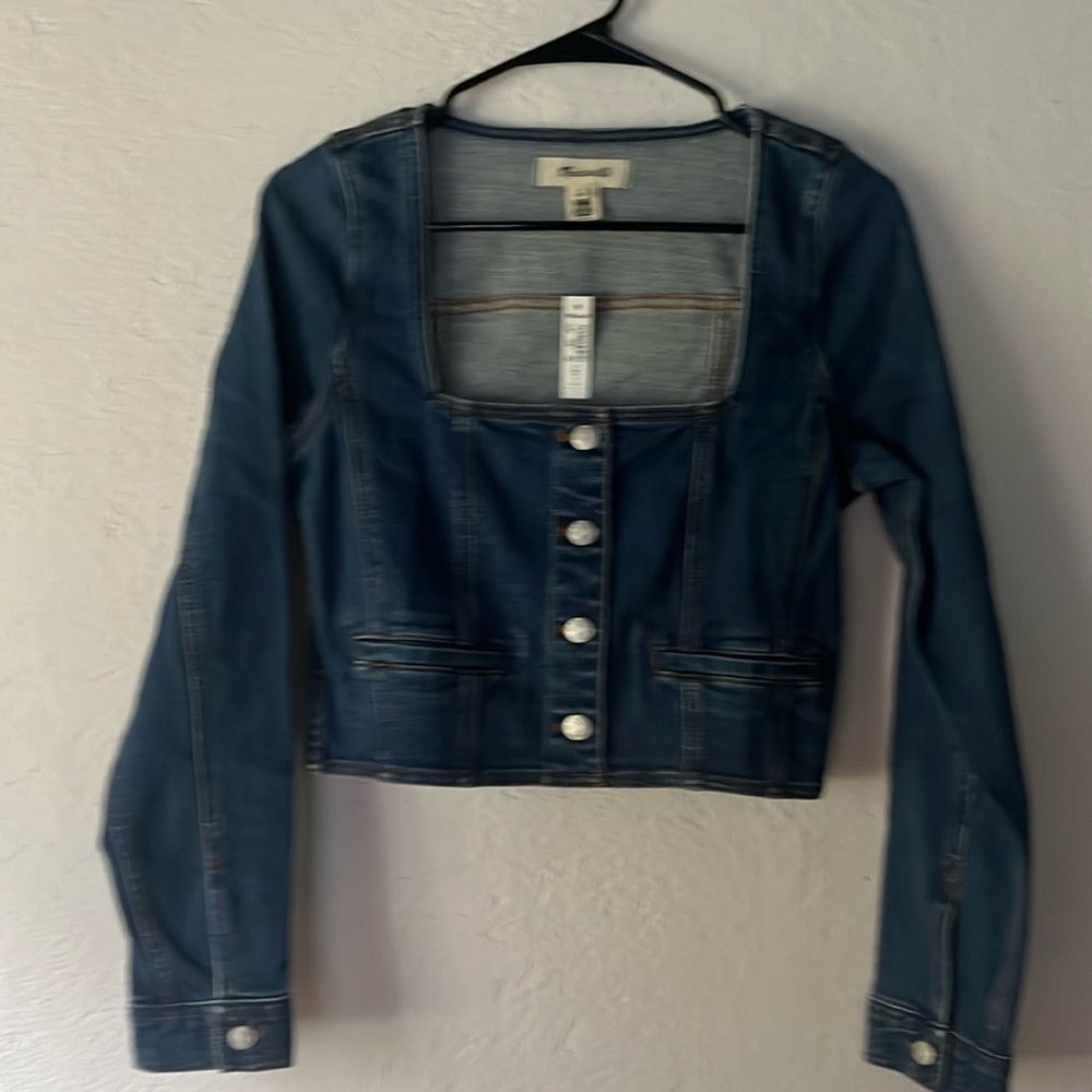 Madewell square neck cropped denim shirt